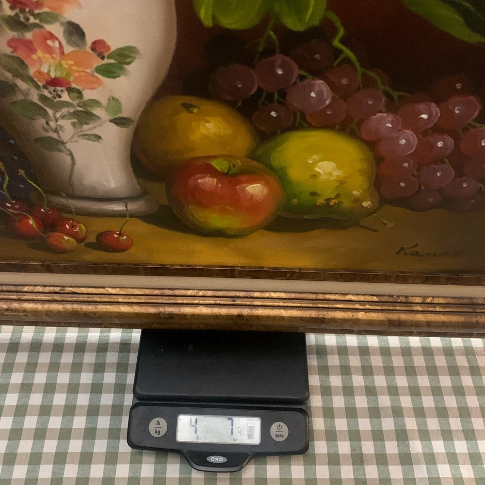 Vintage Vibrant Still Life Painting with Vase and Fruit - Picture 5 of 5